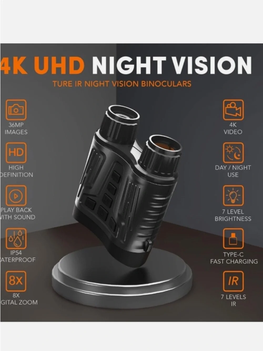 Black Digital Night Vision Binoculars with LCD Display